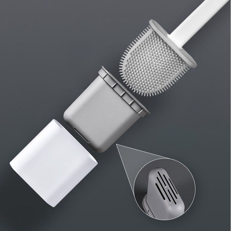 Kit Escova Sanitária Quadrada Limpeza Banheiro Parede Silicone privada suporte — imagem 2 de 2