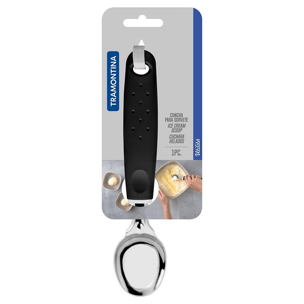 Concha Para Sorvete Tramontina Utilitá Preta, Em Aço Inox E Cabo De Polipropileno - 25607/100 - Home & Living