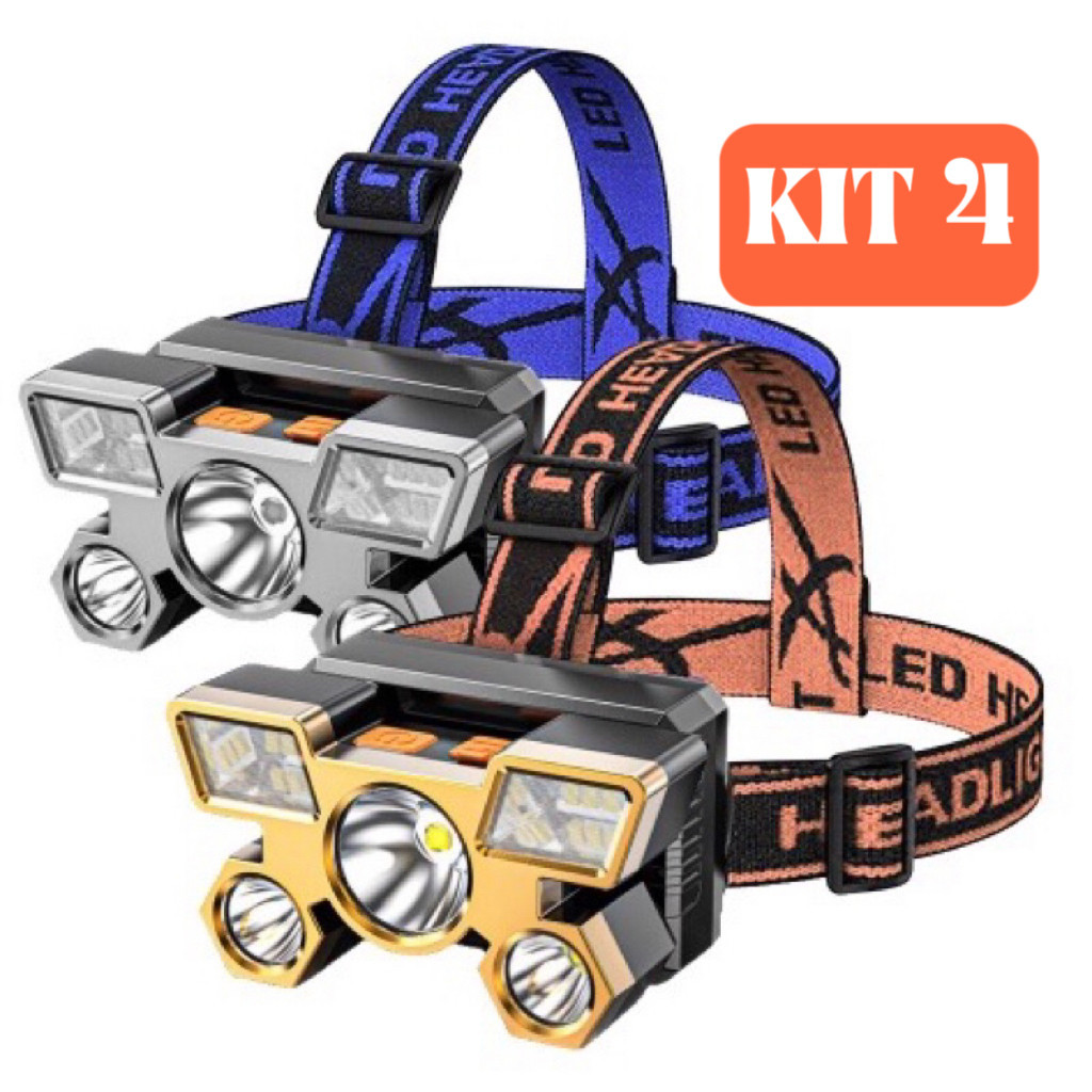 Imagem Lanterna Holofote De Cabeça 5 LED Super Brilhante À Prova D 'Água USB Recarregável 4 modos