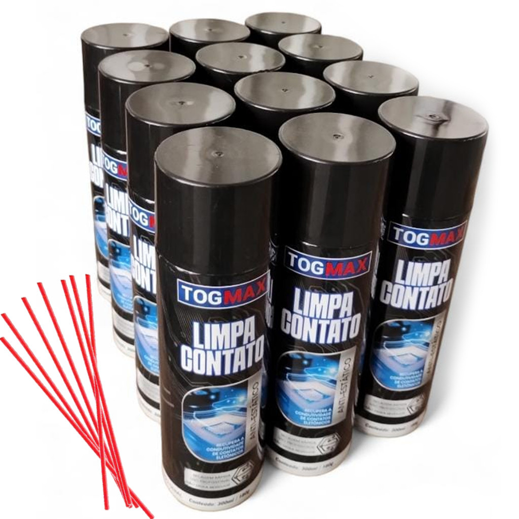 Kit 12 Unidades Limpa Contato 300ml Para Uso Em Eletronicos Placa Informatica Limpeza de PCs
