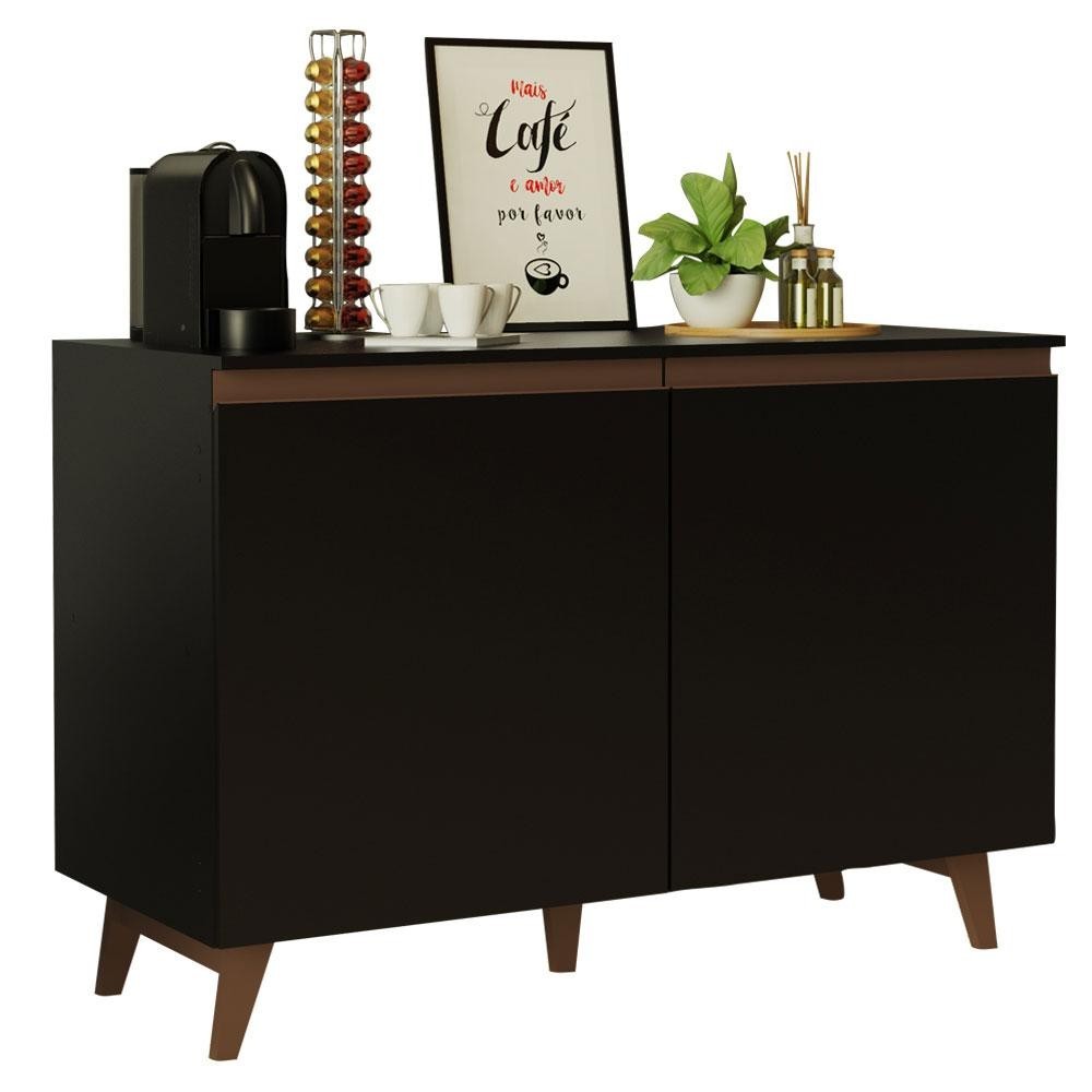 Balcão Armário de Cozinha Cantinho do Café 2 Portas Preto Reims Madesa em Oferta na Shopee