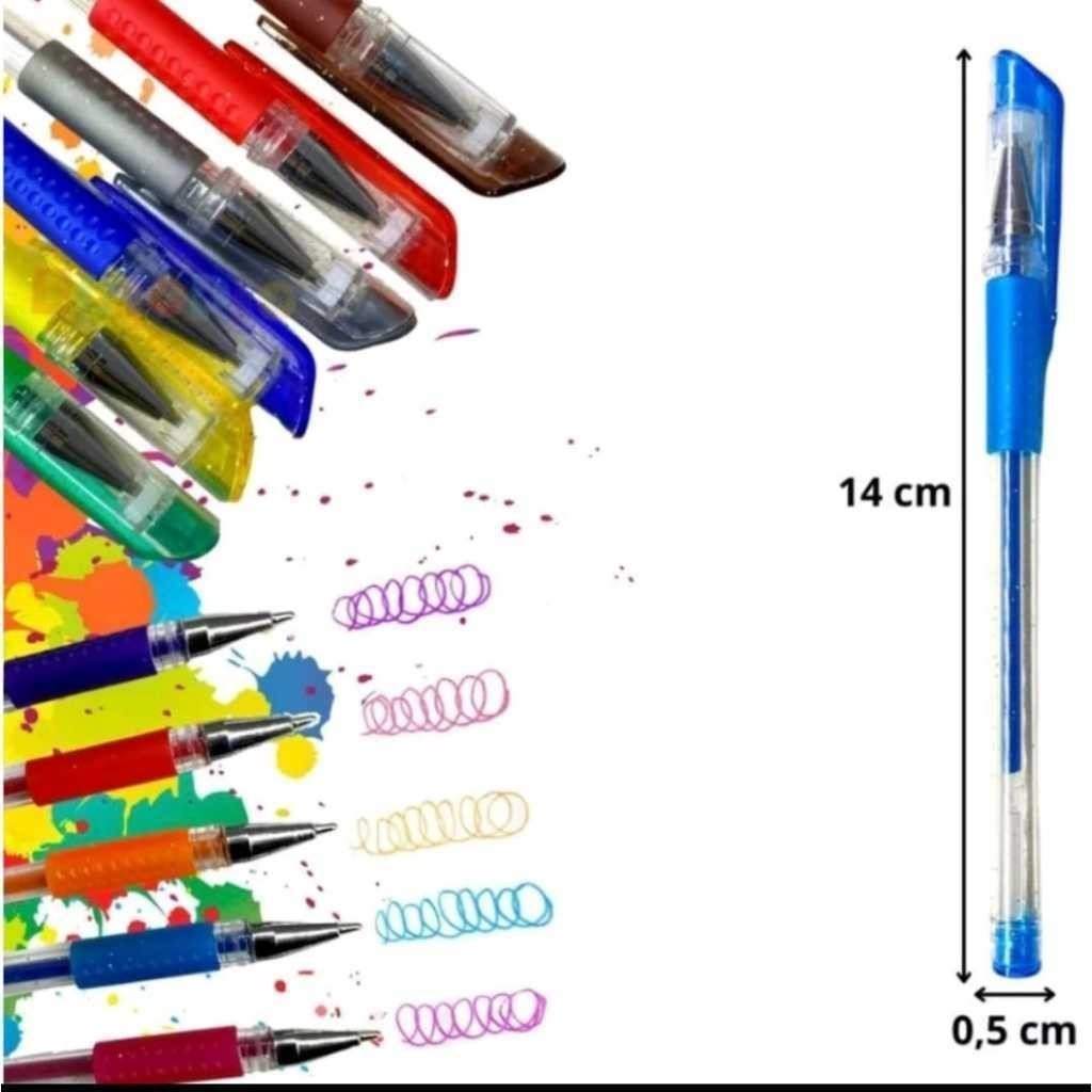 kit 12 Canetas Gel Colorida Com Cheiro Neon Brilhante  Cheiro Fruta E Gliter（Merlin ）
