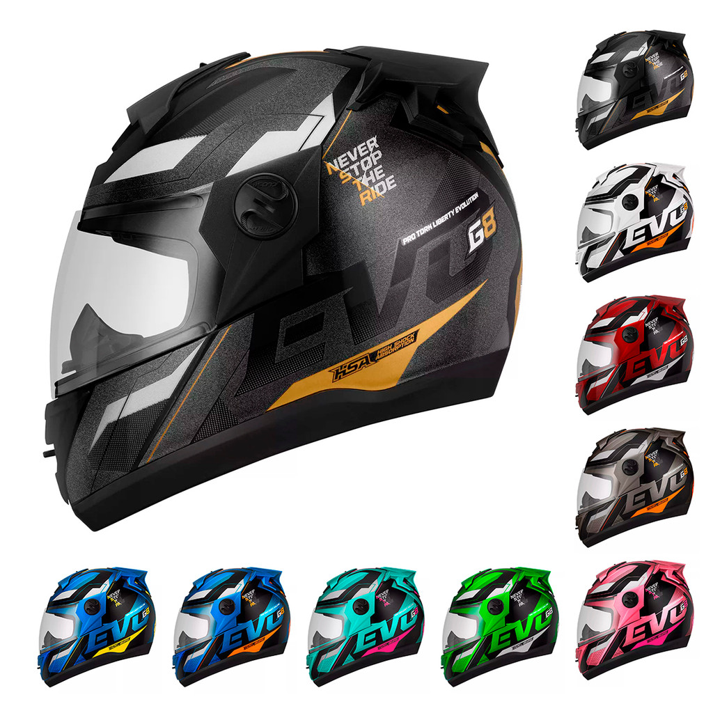 Capacete Fechado Moto Liberty G8 Evo Com Narigueira Masculino Feminino Tamanho 56 58 60 62 ProTork em Oferta na Shopee