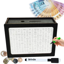 Cofrinho Cofre Guardar Dinheiro Caixa Woodbox 10mil