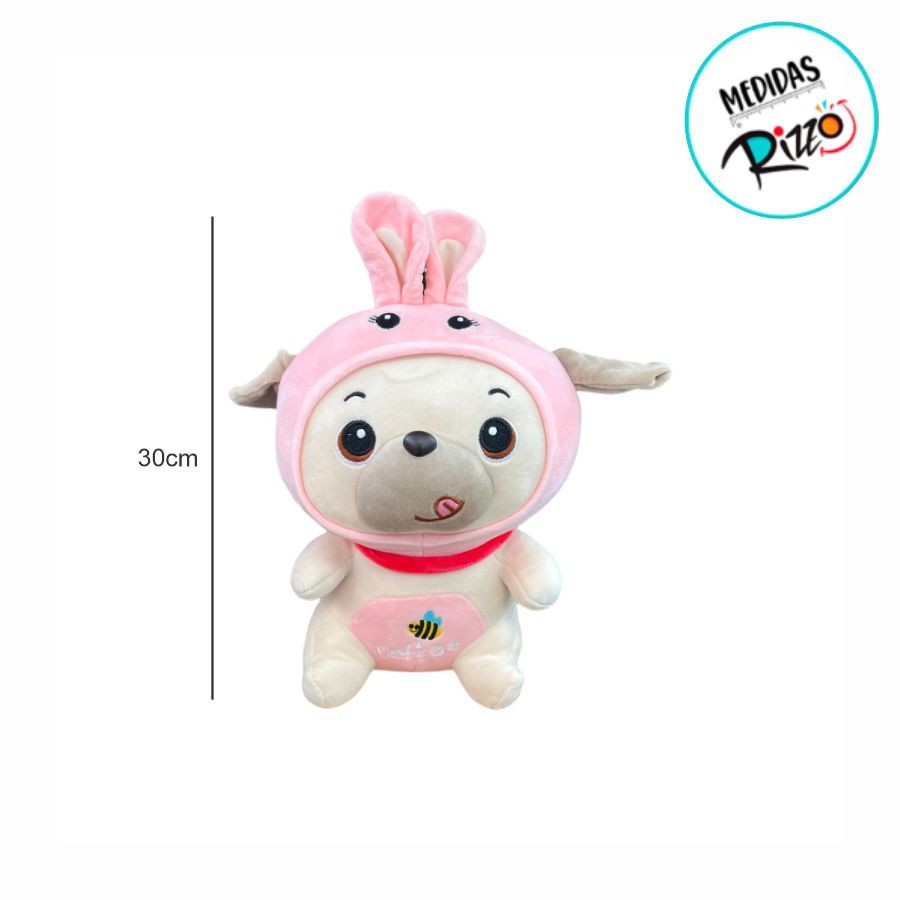 Detalhes do Pug de Pelúcia Fantasiado de Abelha Rosa - 30cm - 1 unidade - Rizzo