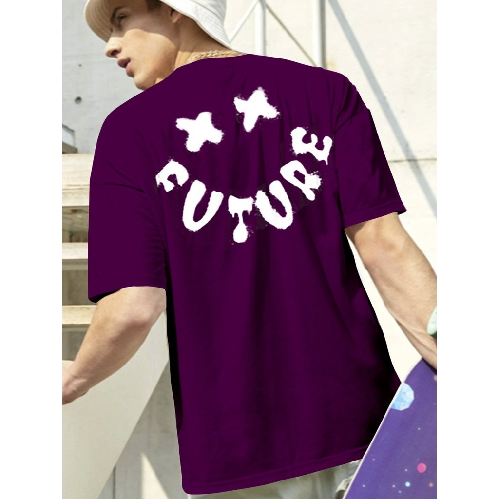 Blusa Oversized Roxa Masculina Estilosa Estampada Camiseta Aesthetic Confortável Personalizada
