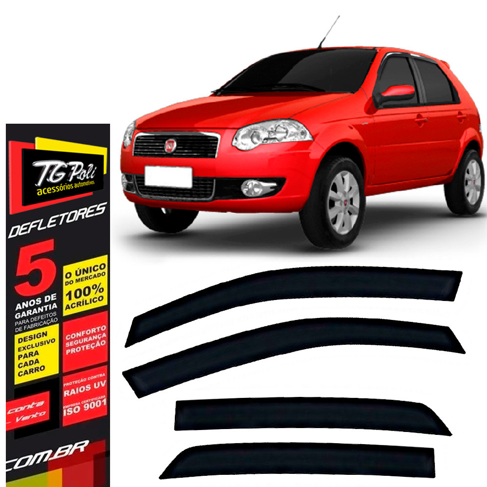 Calha de Chuva Fiat Palio 1996 a 2016 4 Portas TG Poli Defletor Portas Protetor Janelas em Oferta na Shopee