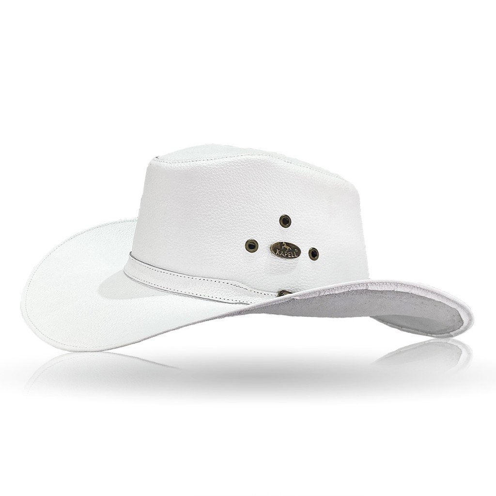 1652KP-Chapéu Unissex Estilo Americano em Couro Legítimo Linha Indiana