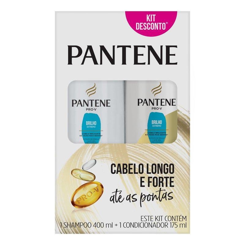 Kit Shampoo Pantene 400ml + Condicionador Pantene Brilho Extermo 175ml em Oferta na Shopee