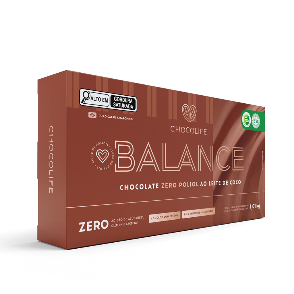 Barra de Chocolate Ao leite de Coco sem poliol e açúcar Balance 1kg Chocolife