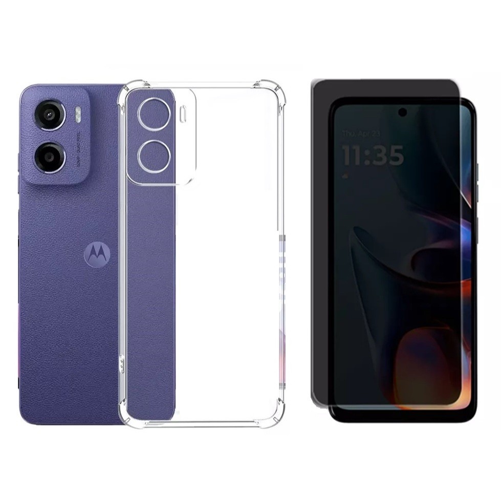 Capa Case Capinha Anti Impacto Para Motorola Moto G05 + Película 3D Privacidade em Oferta na Shopee