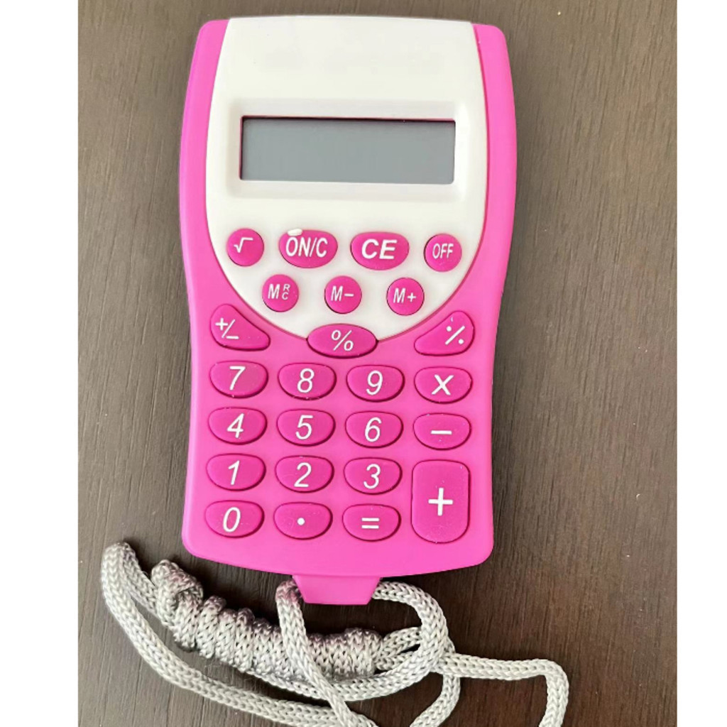 Calculadora plástica retangular de 8 dígitos  com cordãoA-E