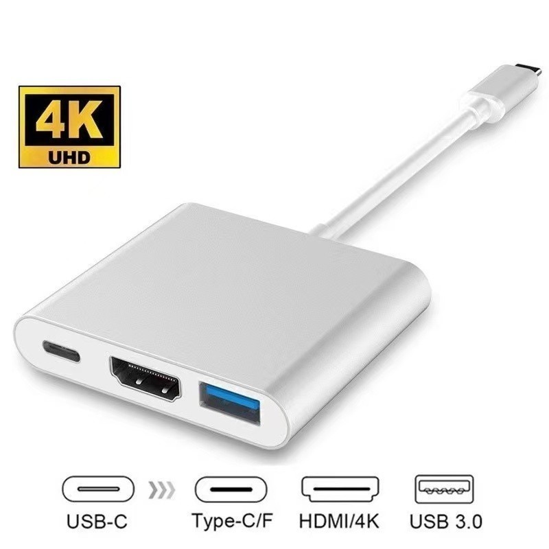 Adaptador Hub Tipo-C 3 em 1 para HDMI, USB 3.0 Conversor 4K em Oferta na Shopee