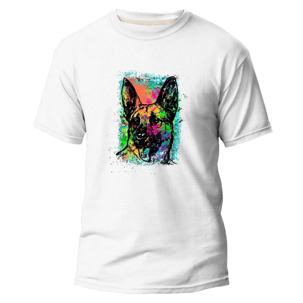 Camiseta Estampa Digital Dog Pastor Alemão 100% Algodão Premium Lisa Casual Básico - Envio Imediato