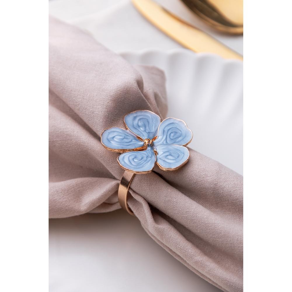 4 Anéis para guardanapos Flower Wolff Azul Zamac em Oferta na Shopee