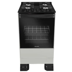 Fogão Mueller 4 Bocas Titanio Bivolt Mesa De Vidro Grades Ferro Fundindo MFV4BF