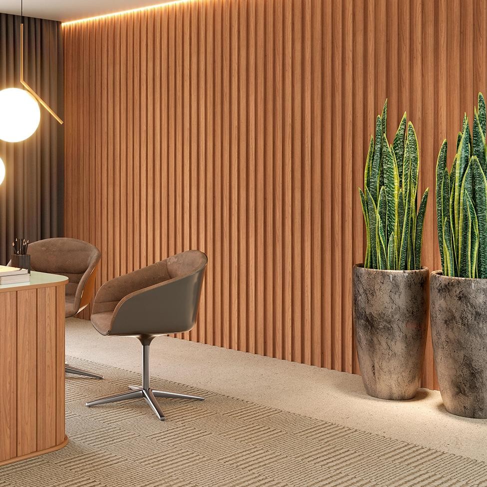 Painel Ripado Decorativo Paris 250x90 Freijó