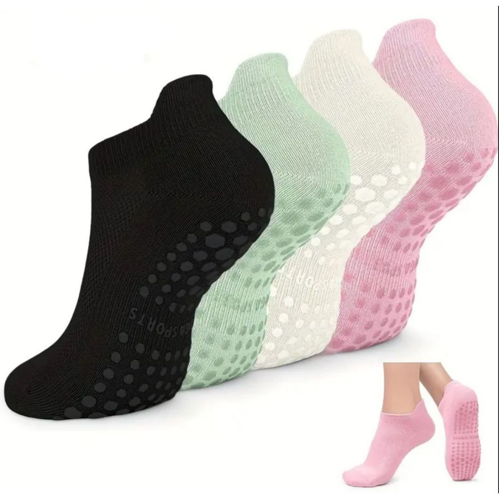 3 Pares Meia Soquete Antiderrapante Pilates e Yoga Quentinha