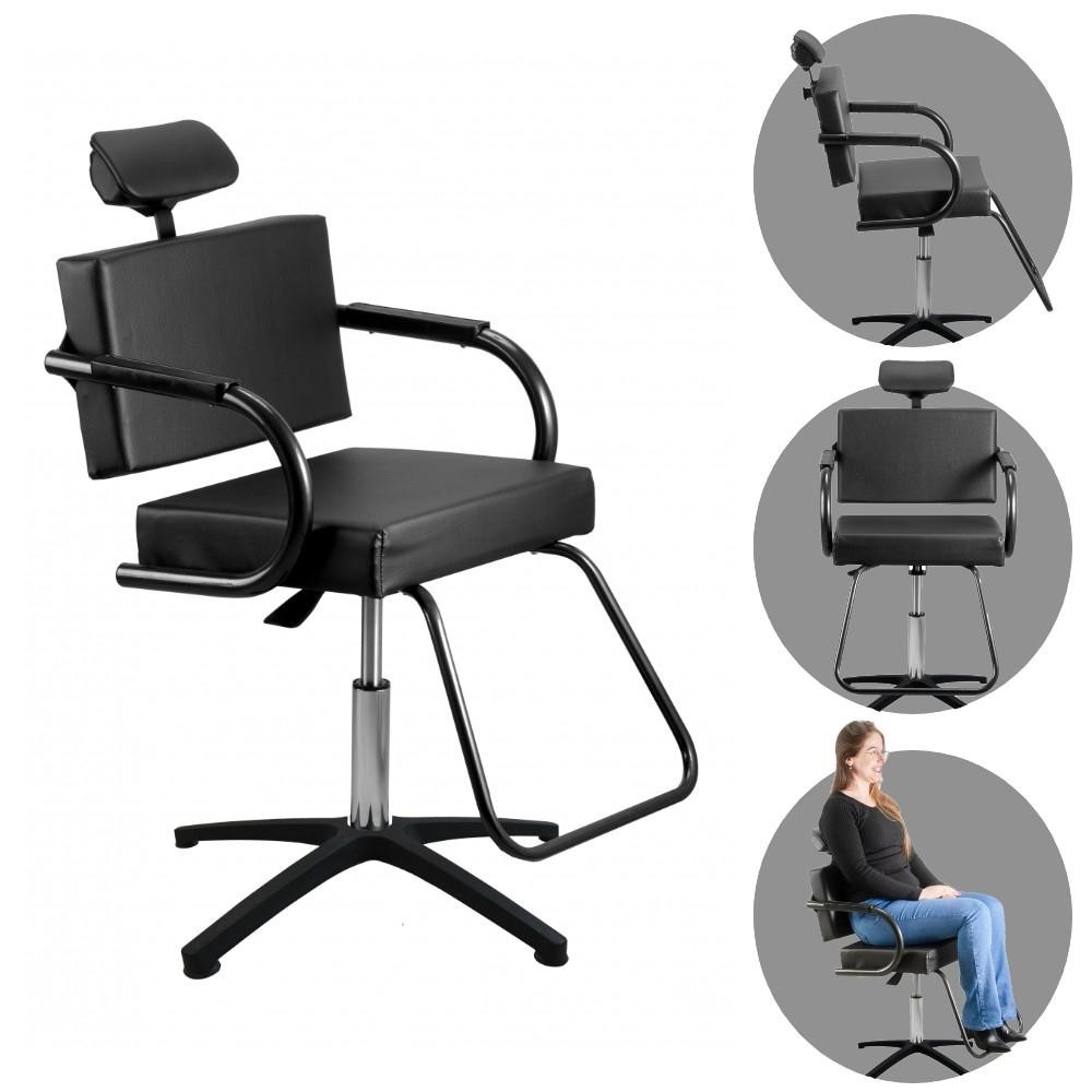 Detalhes do Kit Salão de Beleza Lavatório Champ Preto + Cadeira Titan Manual Preto - Dompel