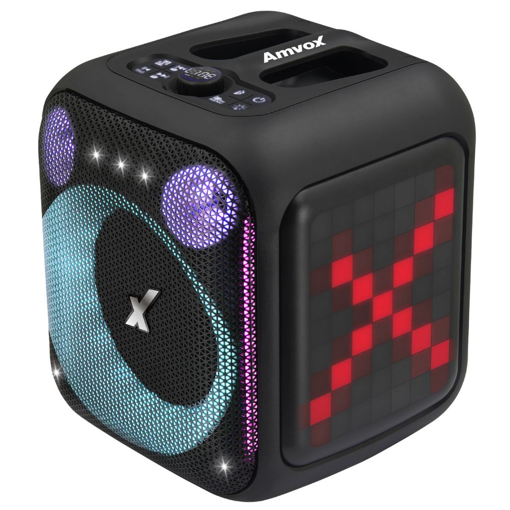 Caixa Amplificada 410W Amvox ACA 410 NEON Woofer 6 Led BT USB Micro SD TWS Bivolt bluetooth