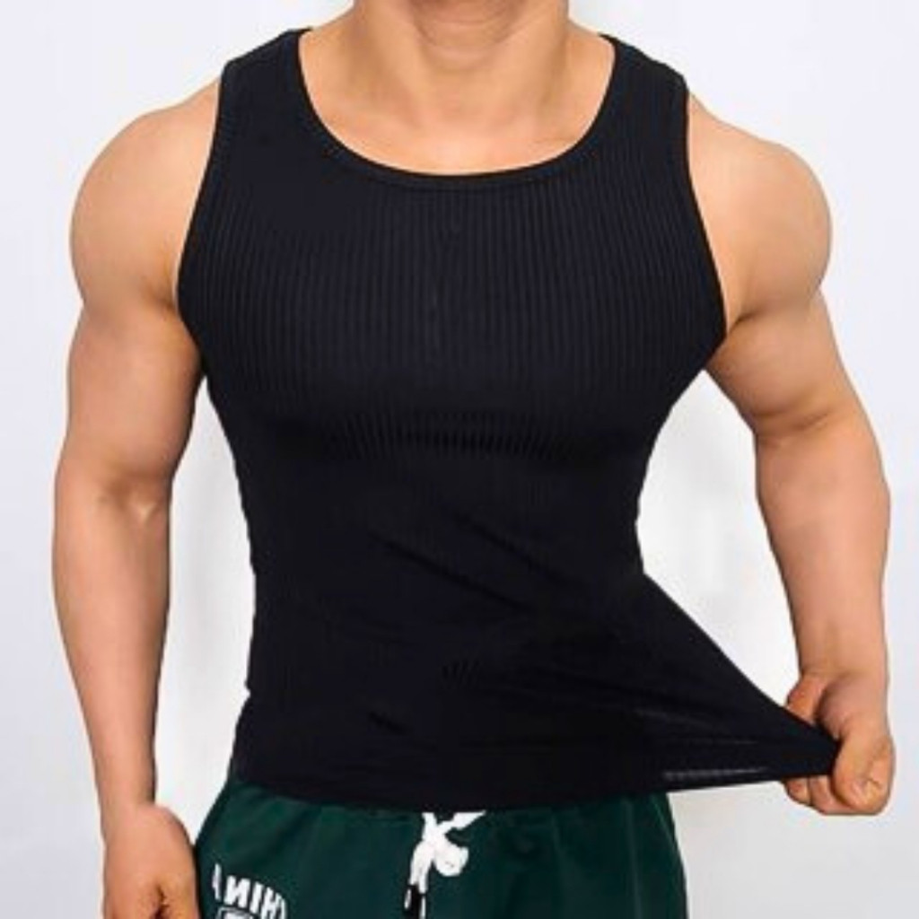 Regata Canelada Masculina Branca Preta Verde Justa Estilo Americana Academia Trapper