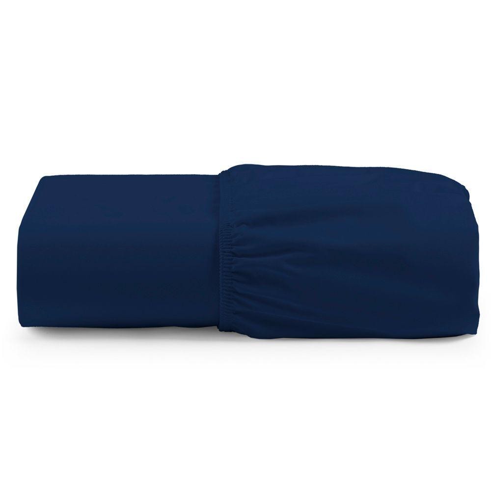 Lençol Unique Avulso De Baixo Solteiro Com Elástico Micro Percal 400 Fios - Azul Marinho em Oferta na Shopee