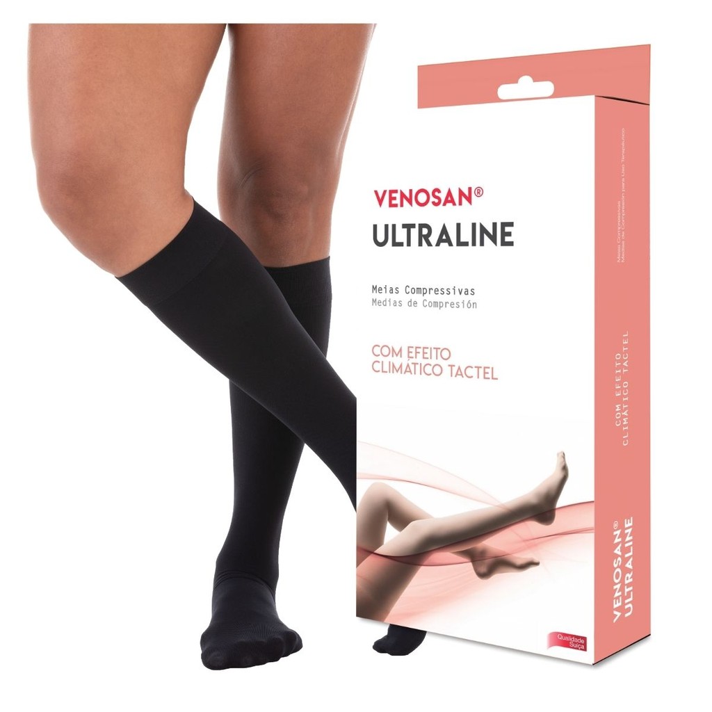 Meia de Compressão Venosan Ultraline 4000 3/4  20-30  Pé Fechado Preta
