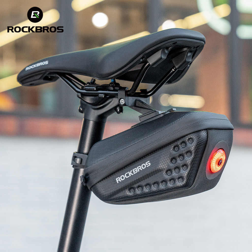 ROCKBROS Saco De Selim Da Bicicleta Com Luz Traseira Cauda MTB Estrada Dobrável Portátil Assento Traseiro Almofada Equip