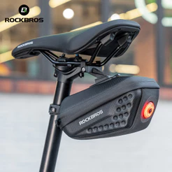 ROCKBROS Saco De Selim Da Bicicleta Com Luz Traseira Cauda MTB Estrada Dobrável Portátil Assento Traseiro Almofada Equip