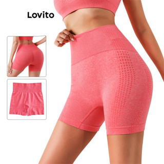 Lovito Shorts Esportivos Lisos De Alta Elasticidade Para Mulheres LNL43213