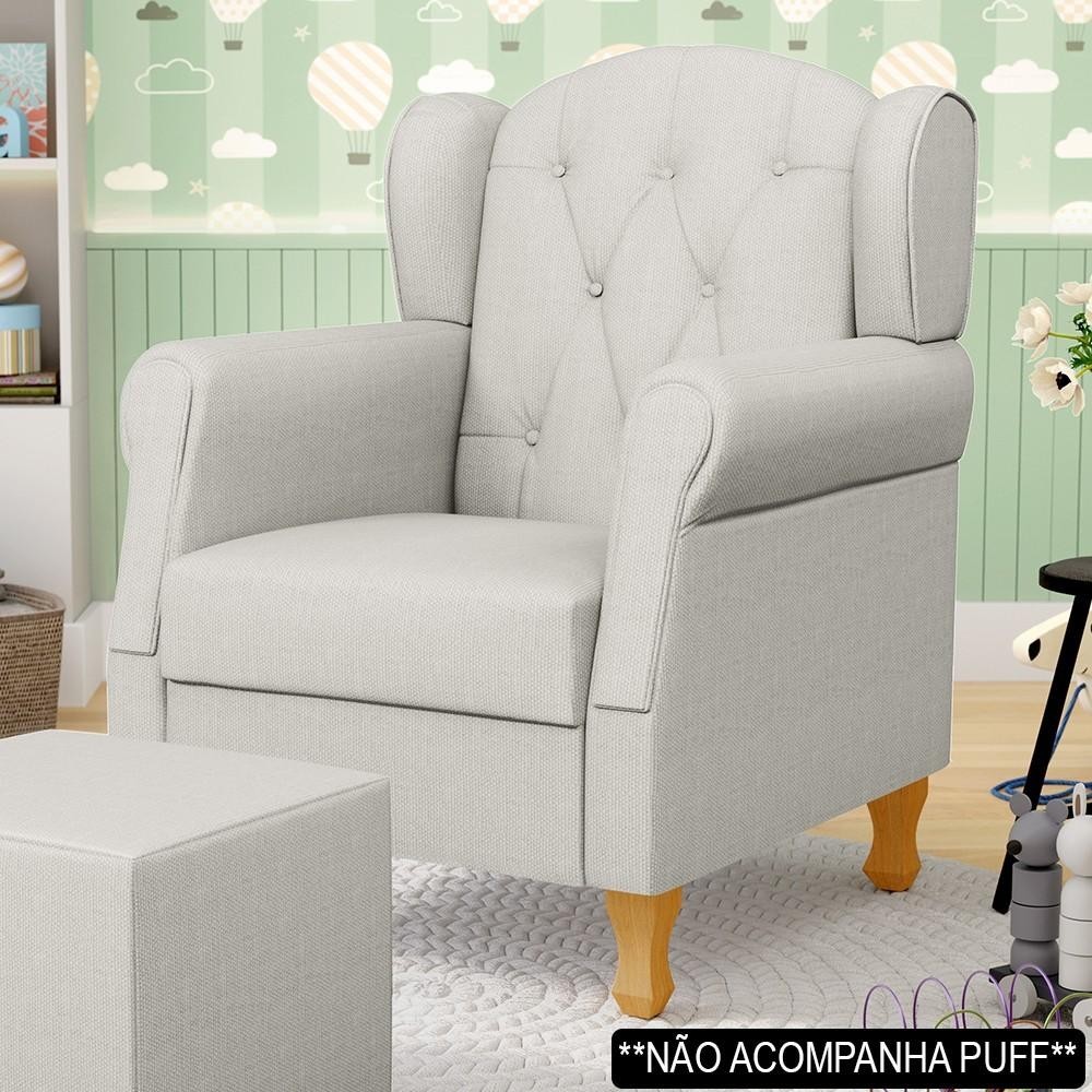 Poltrona de Amamentação e Descanso com Pés de Madeira Lucy P04 Linho Off White - Mpozenato em Oferta na Shopee