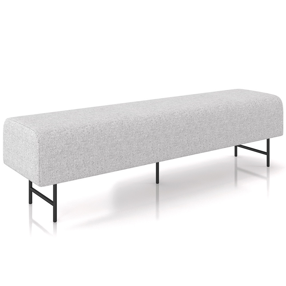 Puff Recamier Decorativo com Pés Industrial 140cm Novara P05 Linho Cinza Claro - Lyam Decor