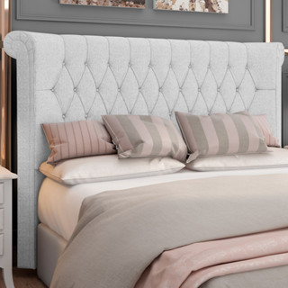 Cabeceira Cama Box Casal 140cm Estofada Meora P05 Linho Cinza Claro - Lyam Decor em Oferta na Shopee