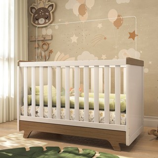 Berço Mini Cama Retrô  Branco Brilho/Carvalho em Oferta na Shopee