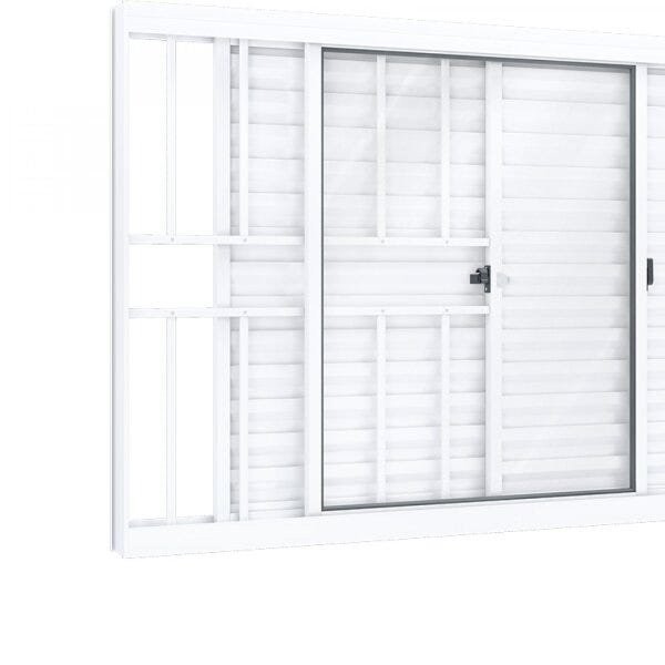Detalhes do Janela de Aluminío de Correr 100x120cm 2 Folhas Móveis 1 Fixa com Grade e Vidro Lucasa Ideale