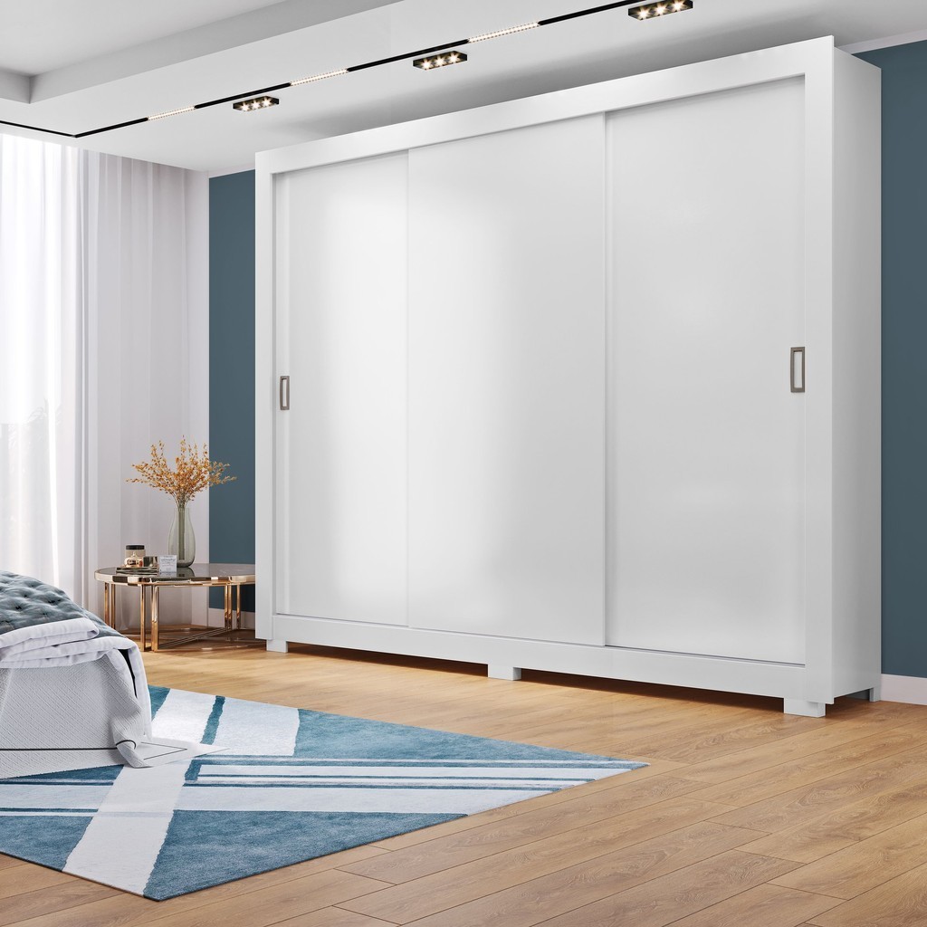 Guarda Roupa 3 Portas 4 Gavetas Com Pés Serenity Yescasa Branco - Mom & Baby
