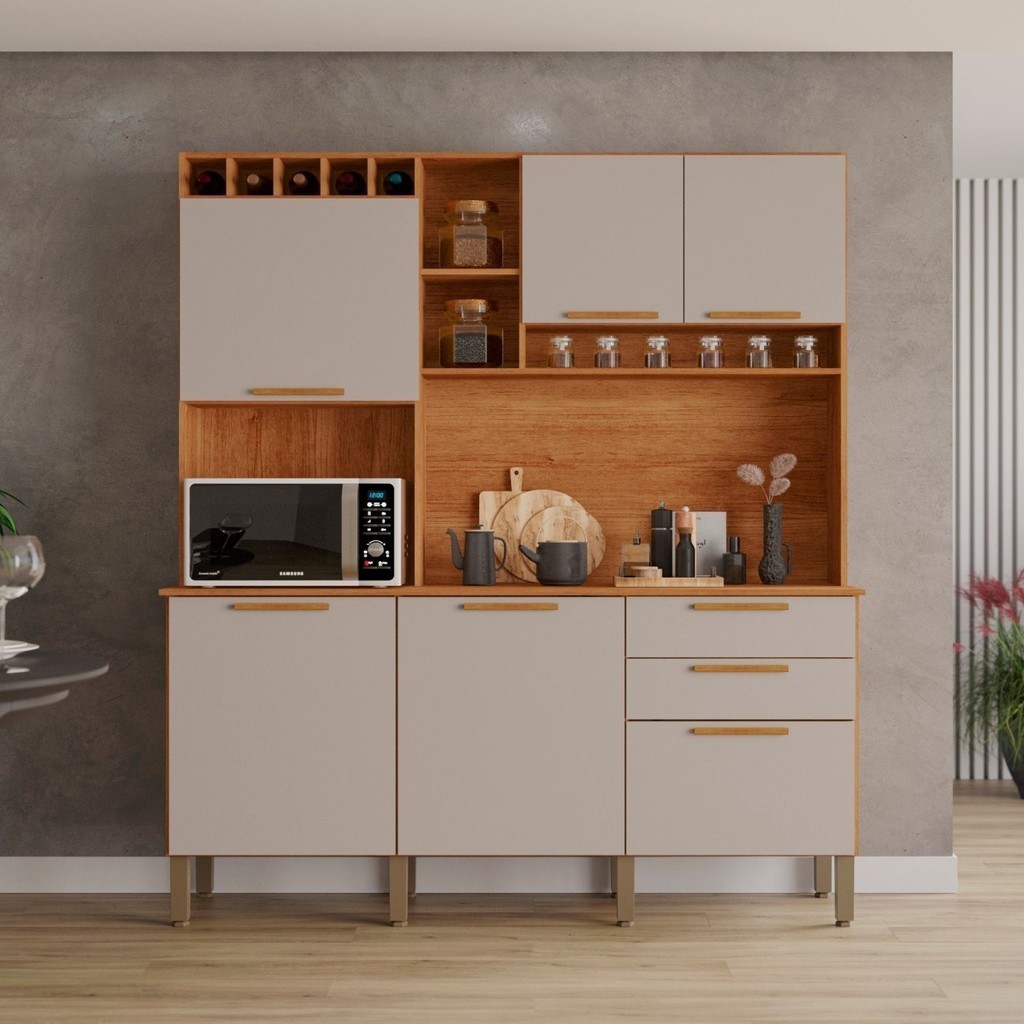 Armário de Cozinha 6 Portas 2 Gavetas New Topázio Cinamomo/Off White - Home & Living