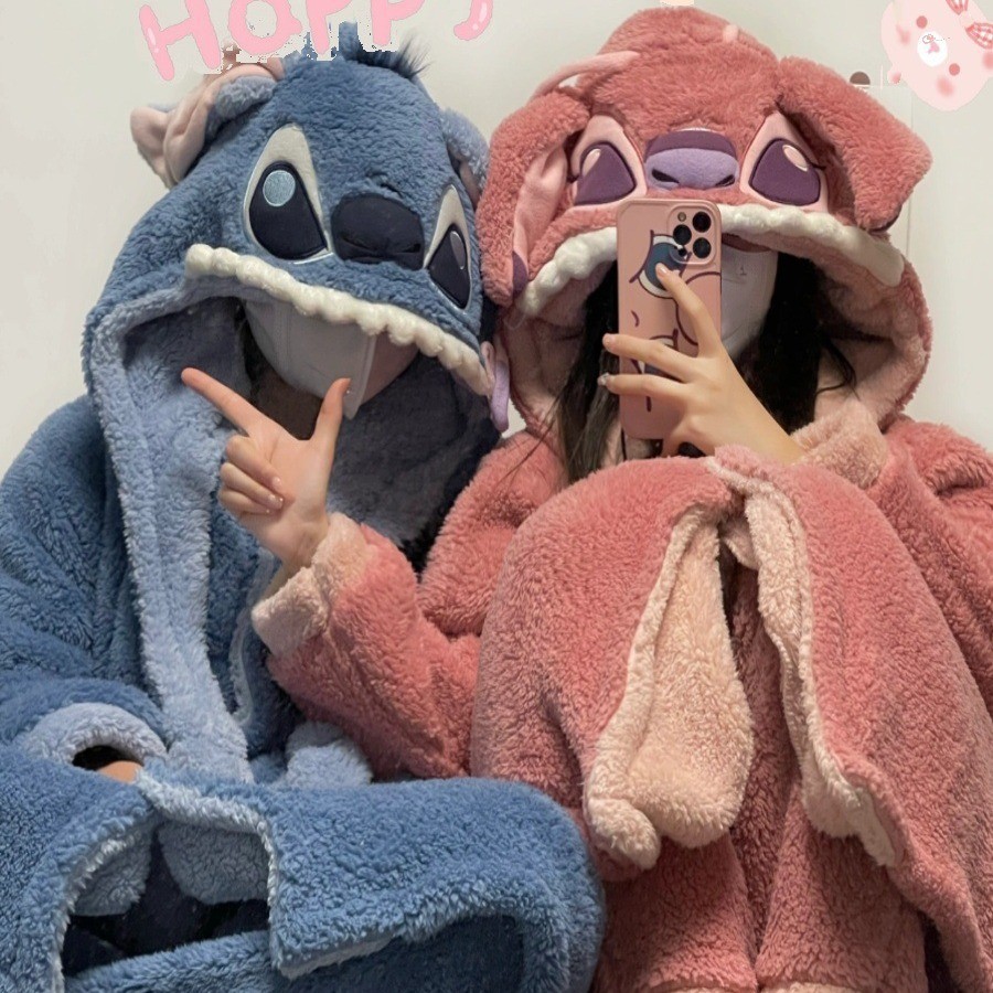 Pijama Feminino plus Tamanho Frio Conjunto De Flanela De Inverno Pelúcia Adulto Stitch De ...