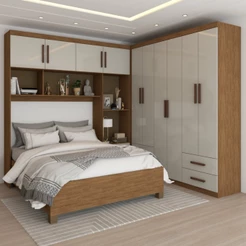 Guarda-Roupa Casal Modulado com Cama Paradise 10 Portas 6 Gavetas