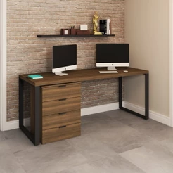 Conjunto Home Office Mesa Diretor 150 Cm e Gaveteiro Munique - Kappesberg