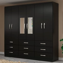 Guarda-Roupa Solteiro Bergamo 6 Portas 9 Gavetas com Espelho