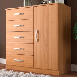 Cômoda Napoles 1 Porta 5 Gavetas Cinamomo - Panorama Móveis