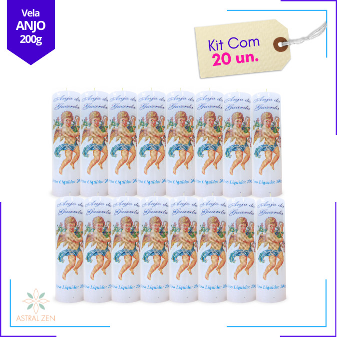 20 Velas Votivas Anjo da Guarda 200 Gramas 100% Parafina Pura 6 dias em Oferta na Shopee