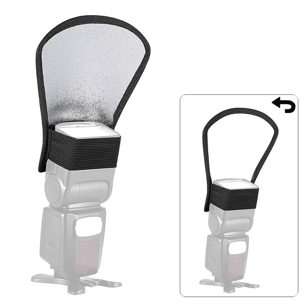 Difusor Rebatedor Refletor Universal Para Flash de Câmera - 2 Lados Branco e Prata Promo