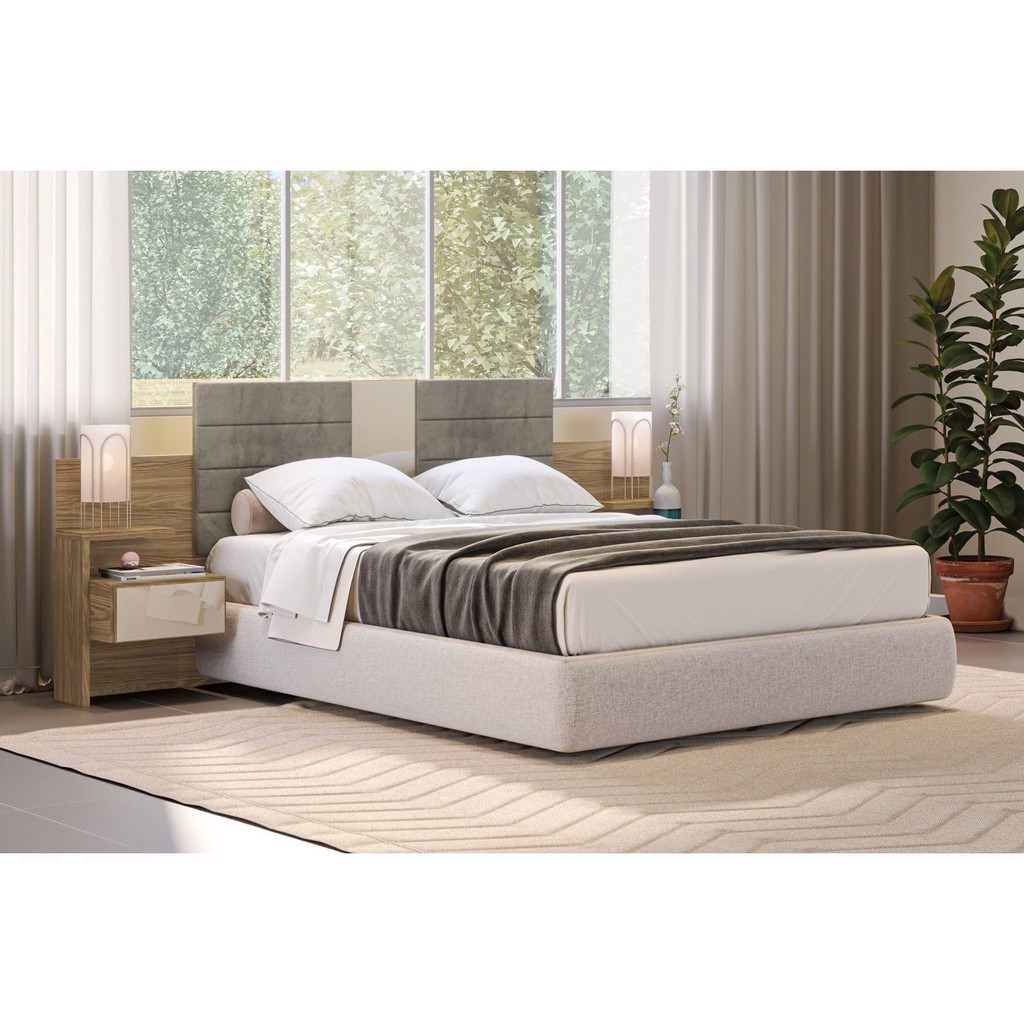 Cabeceira Casal/queen 2 Mesas de Apoio G290 Nogueira