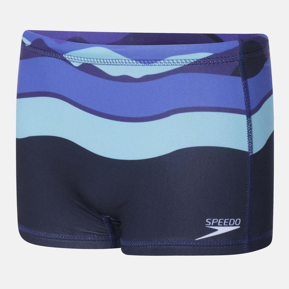 Sunga Boxer Infantil Mountain Waves Speedo Kidsplash Proteção UV - AZUL
