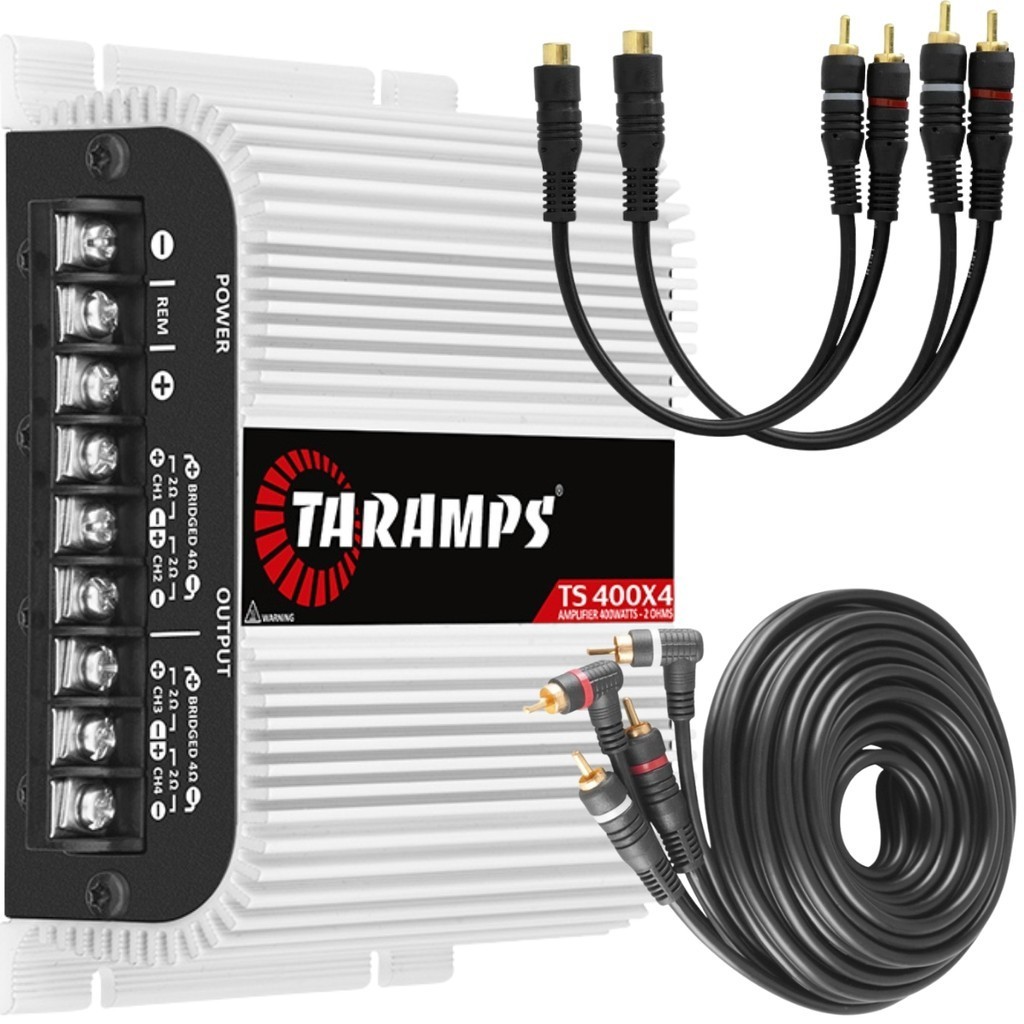Modulo Amplificador Taramps Ts400x4 400 Watts Rms + 1 Rca 5 Metros + 2 Cabos Y em Oferta na Shopee