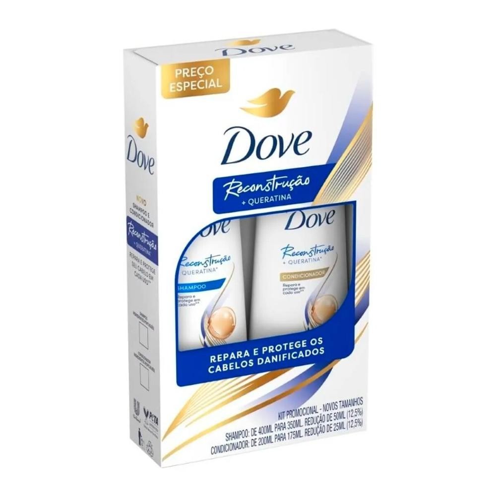 Kit Shampoo 350ml + Condicionador Dove Restauracao + Queratina 175ml - Beauty