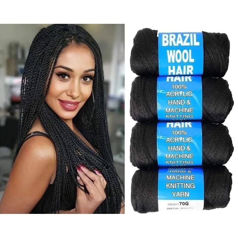 2 Pacotes Fio Panamá Importado – 70g para Tranças Box Braids e Dreads, Cor Preto