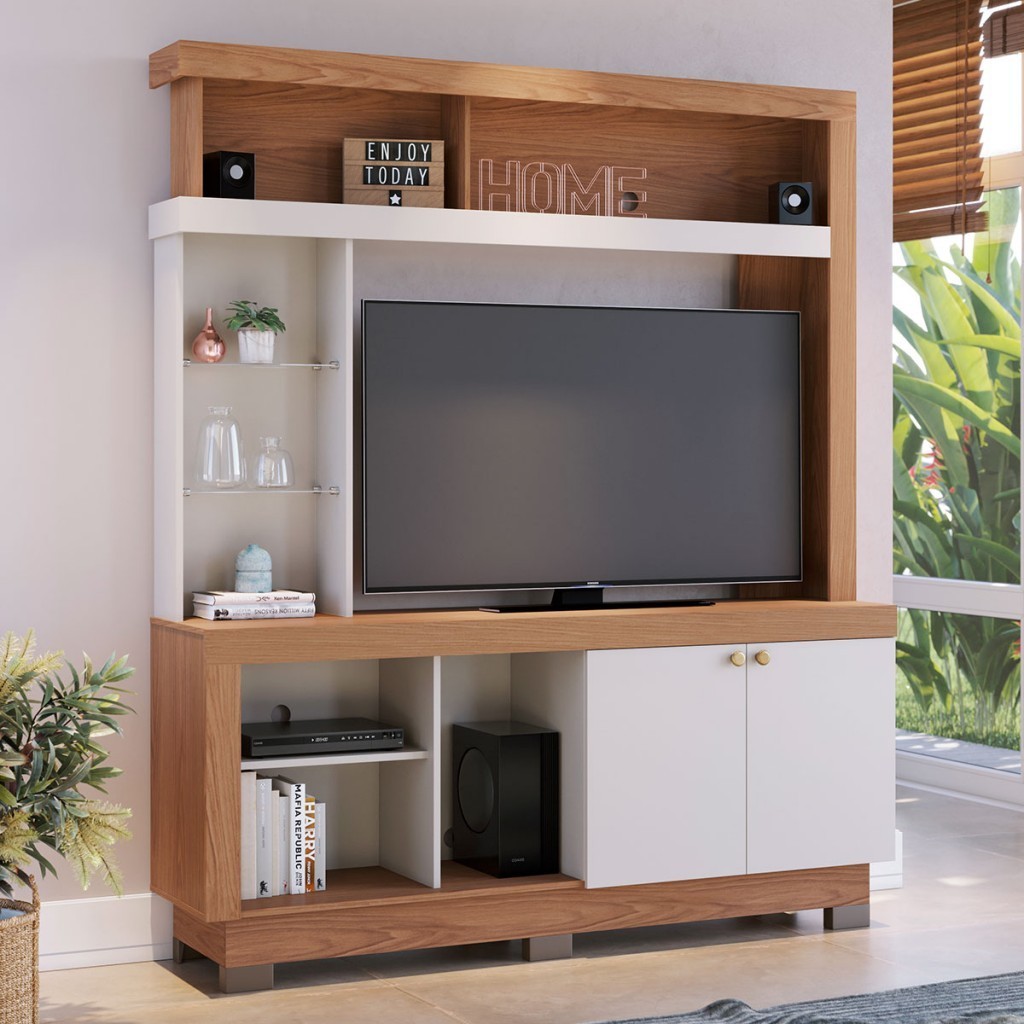 Estante para TV Até 50 Polegadas Valença 2 Portas Freijó/Off White - Colibri em Oferta na Shopee